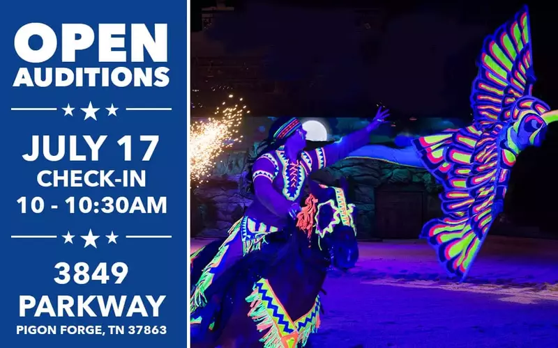Dolly Parton’s Stampede in Pigeon Forge, TN, to host open auditions for performers on Saturday, July 17. Check-in starts at 10 a.m.