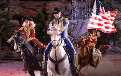 trick riders at Dolly Parton's Stampede