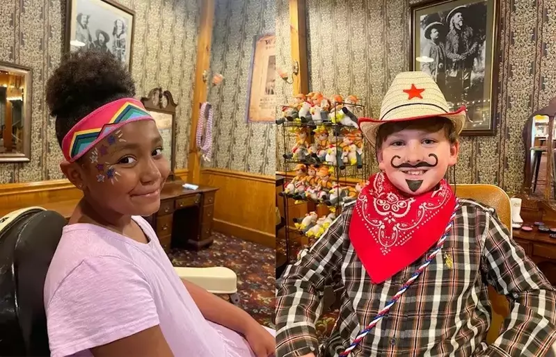 kids getting makeovers at Dolly Parton's Stampede